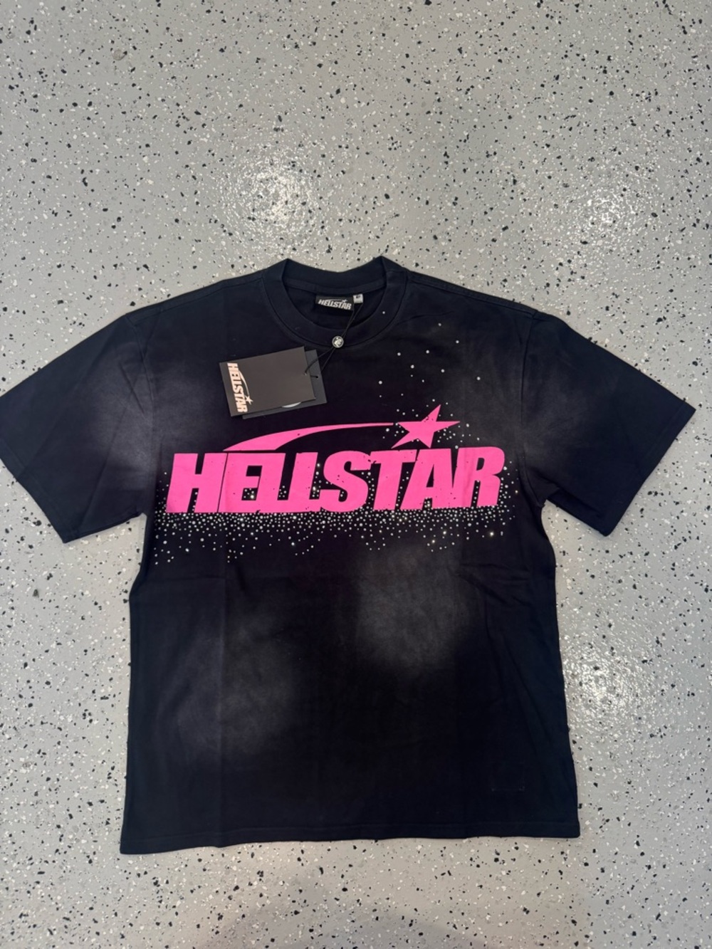 Hellstar Men's Black Graphic Tee with Pink Logo